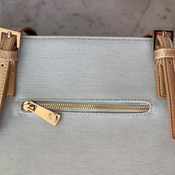 SPARTINA 449 beach life Beaded Coral Linen Blue Gold Tote Shoulder Bag - Picture 10 of 17